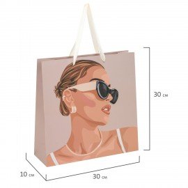 Пакет подарочный (1 штука) 30x10x30см "Beautiful Lady", ламинированный, ЗОЛОТАЯ СКАЗКА, 700860