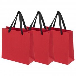 Пакет подарочный КОМПЛЕКТ 3 штуки 20х8х20см "Business Kraft", красный, крафт, ЗОЛОТАЯ СКАЗКА, 700865
