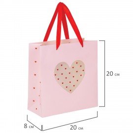 Пакет подарочный КОМПЛЕКТ 3 шт 20х8х20см,"With LOVE", с прозрачным окном, ЗОЛОТАЯ СКАЗКА, 700866