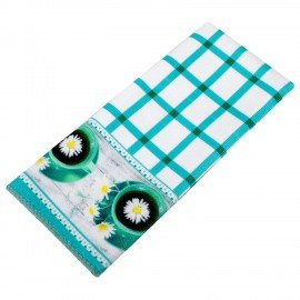 Салфетка из МИКРОФИБРЫ универсальная 40х60см, бирюзовая клетка, орнамент, 240г/м2, BOOMHOUSE, 700879