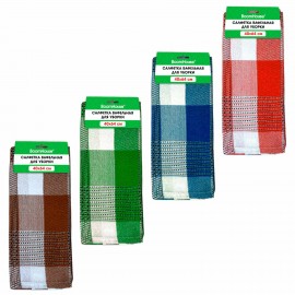 Салфетка вафельная универсальная ХЛОПОК 40 х 64 см, цветная клетка, ассорти, BOOMHOUSE, 700883