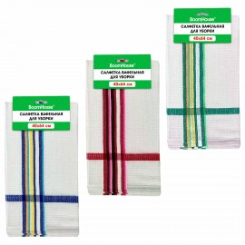 Салфетка вафельная универсальная ХЛОПОК 40 х 64 см, цветная полоска, ассорти, BOOMHOUSE, 700884