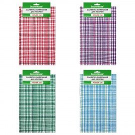 Салфетка вафельная универсальная ХЛОПОК 40 х 64 см, мелкая клетка, ассорти, BOOMHOUSE, 700885