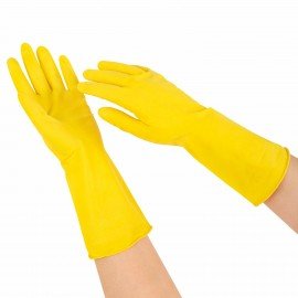Перчатки МНОГОРАЗОВЫЕ латексные с хлопчатобумажным напылением, размер L (большой), вес 57 г, желтые, KOMFI, DGL026P