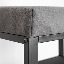 Банкетка для обуви "Торонто-23S", 670х300х490 мм, 2 полки, металл/ткань, черная/серая, БТ23СЧС