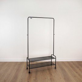 Вешалка для плечиков "Валенсия-32М", 1620х915х300 мм, 2 полки, передвижная, металл, черная, ВГВ32М Ч