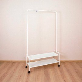 Вешалка для плечиков "Валенсия-32М", 1620х915х300 мм, 2 полки, передвижная, металл, белая, ВГВ32М Б