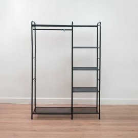 Вешалка-стеллаж "Валенсия-1", 1555х1090х300 мм, 7 полок, металл, черная, ГСВ1 Ч