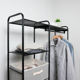 Вешалка-стеллаж "Валенсия-1", 1555х1090х300 мм, 7 полок, металл, черная, ГСВ1 Ч