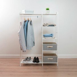 Вешалка-стеллаж "Валенсия-1", 1555х1090х300 мм, 7 полок, металл, белая, ГСВ1 Б