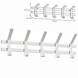 Вешалка настенная "Торонто-5", 168х580х85 мм, 5 крючков, металл, белая, ВНТ5 Б