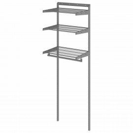 Гардеробная система BASIC G60, 2050х640х450 мм, 3 полки, 1 штанга, графит, S70299913515