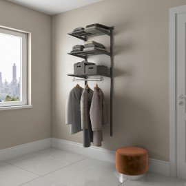 Гардеробная система BASIC G60, 2050х640х450 мм, 3 полки, 1 штанга, графит, S70299913515