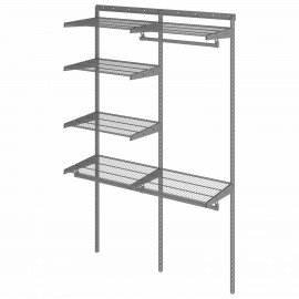 Гардеробная система OPTIMA G120, 2050х1240х450 мм, 6 полок, 3 штанги, графит, S70299916515