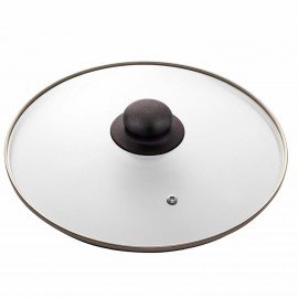 Крышка стеклянная 24 см с пароотводом, жаропрочное стекло, нержавеющая сталь ободка, SCOVO "Classic", KC-224, КС-224