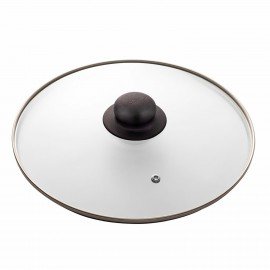 Крышка стеклянная 26 см с пароотводом, жаропрочное стекло, нержавеющая сталь ободка, SCOVO "Classic", KC-226