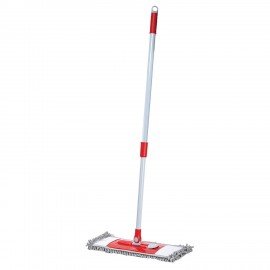 Швабра с флаундером 40 см, микрофибра СИНЕЛЬ, черенок 75-130 см, МОП (ТИП К), PERKLIN, 700981