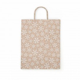 Крафт пакет бумажный Снежинка 22х12х25см с кручеными ручками, плотность 80 гр/м2, 115, 115465