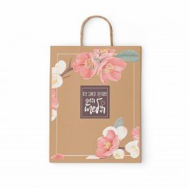 Крафт пакет бумажный Для тебя 22х12х25см с кручеными ручками, плотность 80 гр/м2, 110, 110562