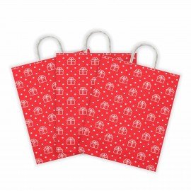 Крафт пакет бумажный Сюрприз 22х12х25см с кручеными ручками, плотность 100 гр/м2, бел, 113150