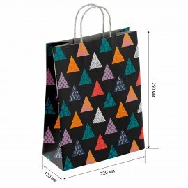 Крафт пакет бумажный Геометрия 22х12х25см с кручеными ручками, плотность 100 гр/м2, б, 112290