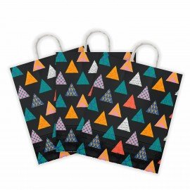 Крафт пакет бумажный Геометрия 22х12х25см с кручеными ручками, плотность 100 гр/м2, б, 112290