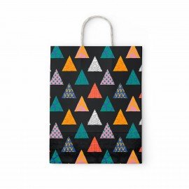 Крафт пакет бумажный Геометрия 22х12х25см с кручеными ручками, плотность 100 гр/м2, б, 112290