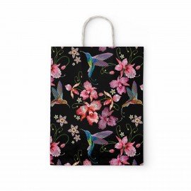 Крафт пакет бумажный Колибри 22х12х25см с кручеными ручками, плотность 100 гр/м2, бел, 115328