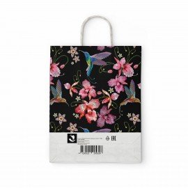 Крафт пакет бумажный Колибри 22х12х25см с кручеными ручками, плотность 100 гр/м2, бел, 115328