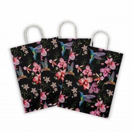 Крафт пакет бумажный Колибри 22х12х25см с кручеными ручками, плотность 100 гр/м2, бел, 115328