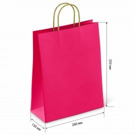 Крафт пакет бумажный Ruby red 26х15х35см с кручеными ручками, плотность 80гр/м2, моно, 112412