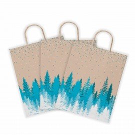 Крафт пакет бумажный Лес 26х15х35см с кручеными ручками, плотность 80 гр/м2, 112498