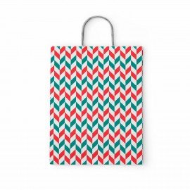 Крафт пакет бумажный Зигзаг 26х15х35см с кручеными ручками, плотность 100 гр/м2, белы, 113211