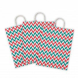 Крафт пакет бумажный Зигзаг 26х15х35см с кручеными ручками, плотность 100 гр/м2, белы, 113211