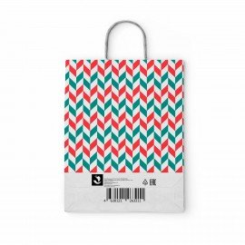 Крафт пакет бумажный Зигзаг 26х15х35см с кручеными ручками, плотность 100 гр/м2, белы, 113211