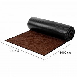Коврик ДОРОЖКА 0,9х10м КОРИЧНЕВЫЙ влаго-грязезащита, 430гр/м2, ребристая, LAIMA EXPER, 701044