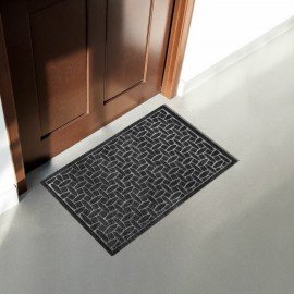 Коврик придверный 60х90см СЕРЫЙ грязезащитный, 430гр/м2, фактурный рисунок WELCOME, Л, 701055