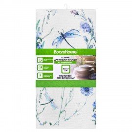 Коврик для сушки посуды из микрофибры, 31х47см, "ЛУГОВЫЕ ЦВЕТЫ", 440г/м2, BOOMHOUSE (БумХаус), 701156