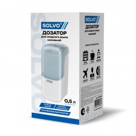 Дозатор для жидкого мыла SOLVO SPECIAL EDITION, НАЛИВНОЙ, 0,5 л, белый, ABS-пластик, 701329