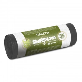 Мешки для мусора 35л черные в рулоне 25 шт, ПНД, 53х56 см, 7 мкм, GR SIBIRSKAYA, ШК8131, 101-003