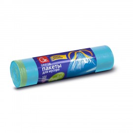 Мешки для мусора 30л синие с завязками в рулоне 10 шт, ПНД, 50х60 см, 10 мкм, GRIFON, ШК0606, 101-060