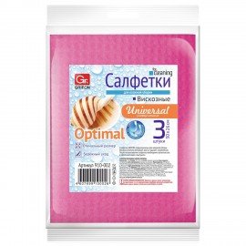 Салфетки из вискозы MINI, 30 х 26 см, 70 г/м2, комплект 3 шт, GRIFON, ШК0026, 910-002