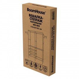 Вешалка-стеллаж BOOMHOUSE (БУМХАУС) WR-002 (1730х1070х360 мм), 6 полок, металл/пластик, черная, 701444