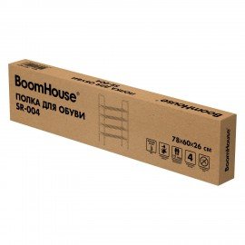 Полка для обуви BOOMHOUSE SR-004 (В785хШ565хГ260), 4 полки, металл/пластик, черная/хром, 701451