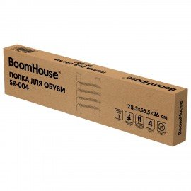 Полка для обуви BOOMHOUSE SR-004 (В785хШ565хГ260), 4 полки, металл/пластик, черная/хром, 701451