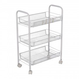 Этажерка (тележка) BOOMHOUSE (БУМХАУС) RC-003 3 яруса, на колесах, В62,5хШ42,5хГ25,5 см, металл, белая, 701456