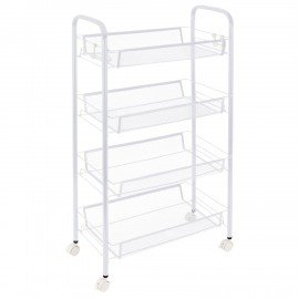 Этажерка (тележка) BOOMHOUSE (БУМХАУС) RC-004 4 яруса, на колесах, В84хШ42,5хГ25,5 см, металл, белая, 701458