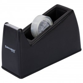 Диспенсер для клейкой ленты ЧЕРНЫЙ (Лента в Подарок!), утяжеленный большой, BRAUBERG, 701459