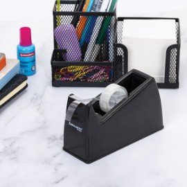 Диспенсер для клейкой ленты ЧЕРНЫЙ (Лента в Подарок!), утяжеленный большой, BRAUBERG, 701459