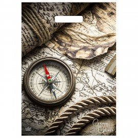 Пакет с вырубной ручкой ПВД, 40х31,5см, "Грэй Глосс Карта", 50мкм, ШК7910, н00228277